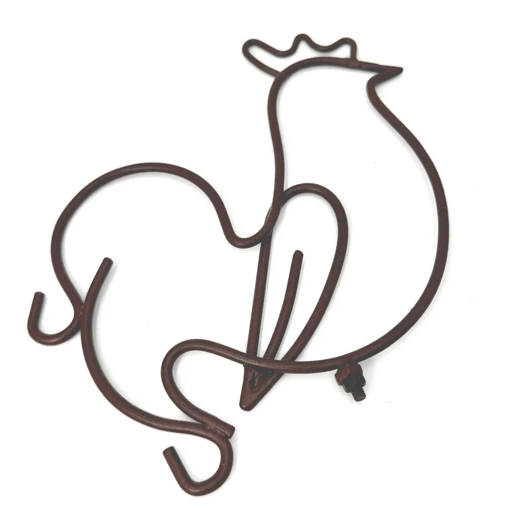 Vintage Wrought Iron Rooster Trivet Wall Hook Farmhouse Rustic Kitchen Decor